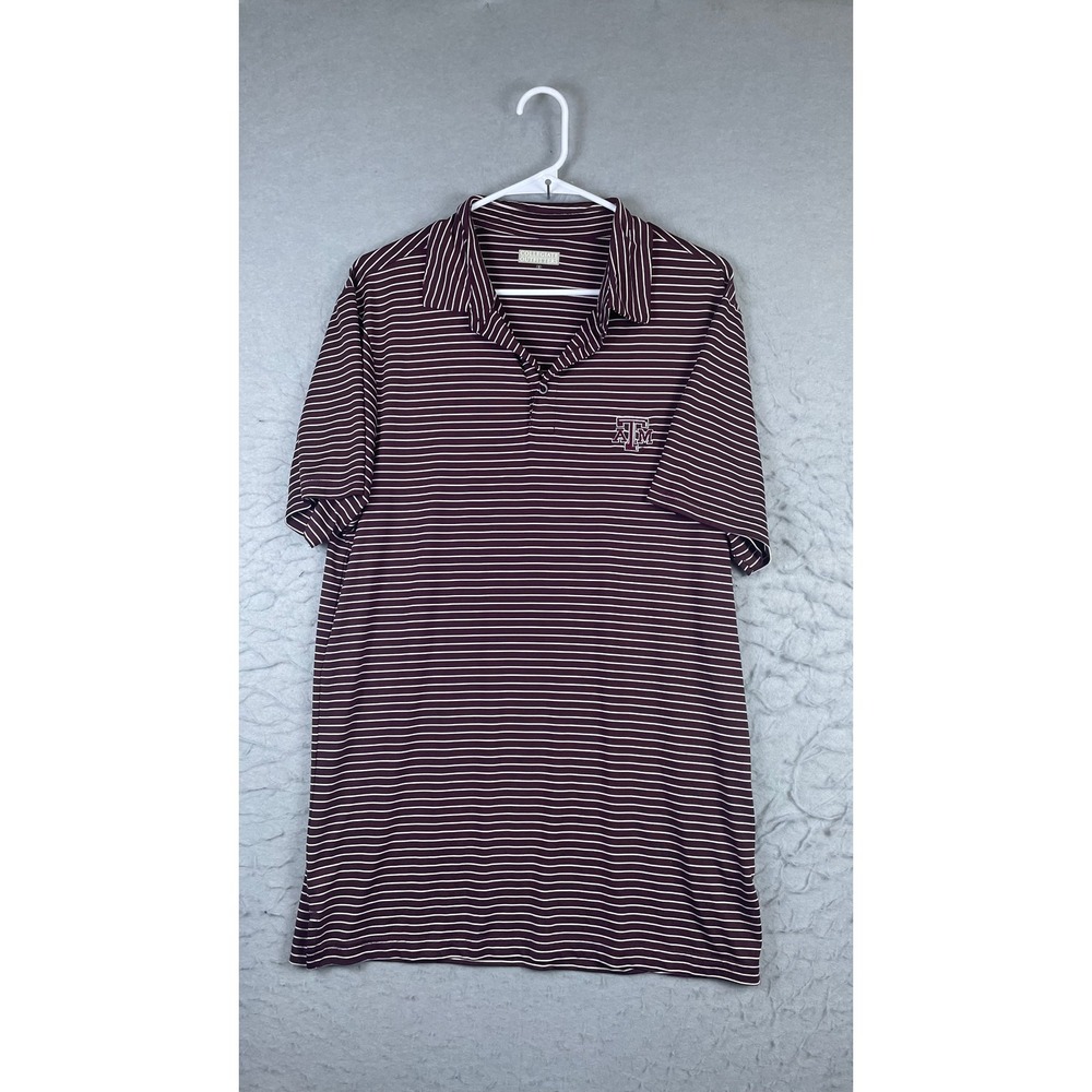 Collegiate Outfitters Polo Mens Small Maroon Excellent Texas A&M Striped Logo
